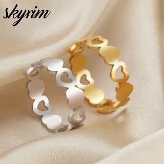 SKYRIM Nam Nữ Nhẫn Thép Không Gỉ Titan Mở Trái Tim Trang Sức Có Thể Điều Chỉnh Cho Bạn Bè Quà Tặng Valentine