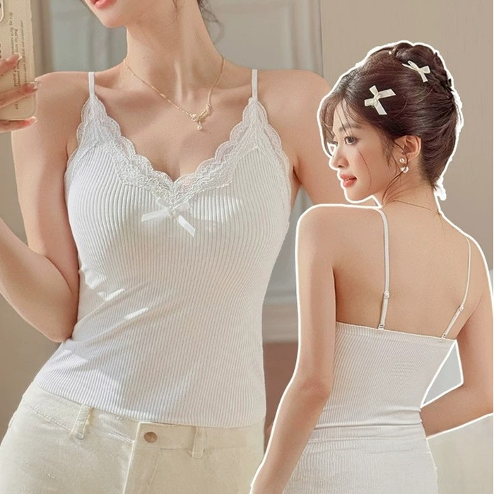 Pure Desire Ren Camisole Áo ngực mùa hè dành cho nữ có đệm ngực Mặt sau đẹp