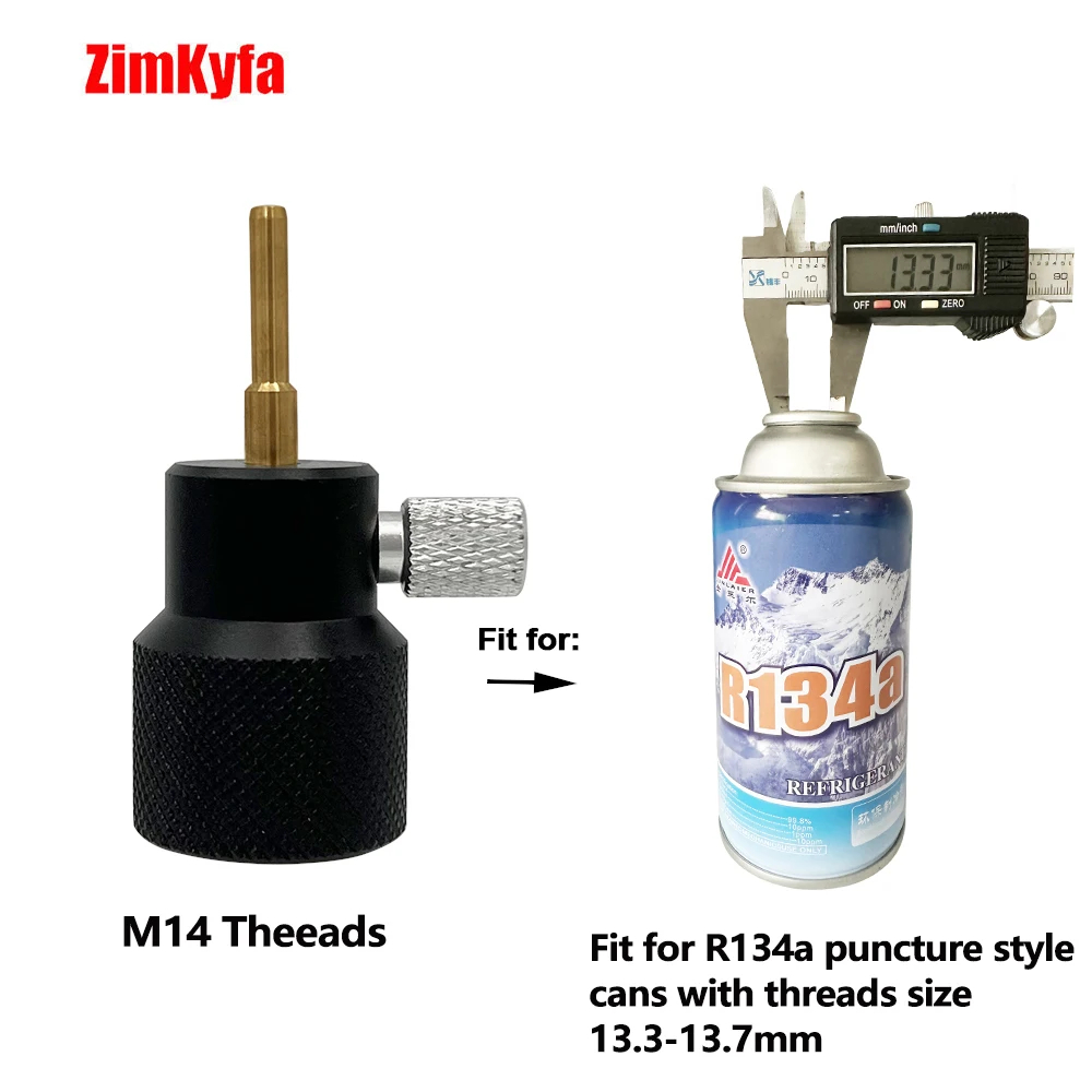 Bộ chuyển đổi làm đầy sang R134a Chất làm lạnh R290 Hộp đựng chai phong cách thủng khí M12, M14 cho tạp chí Phụ kiện mềm không khí