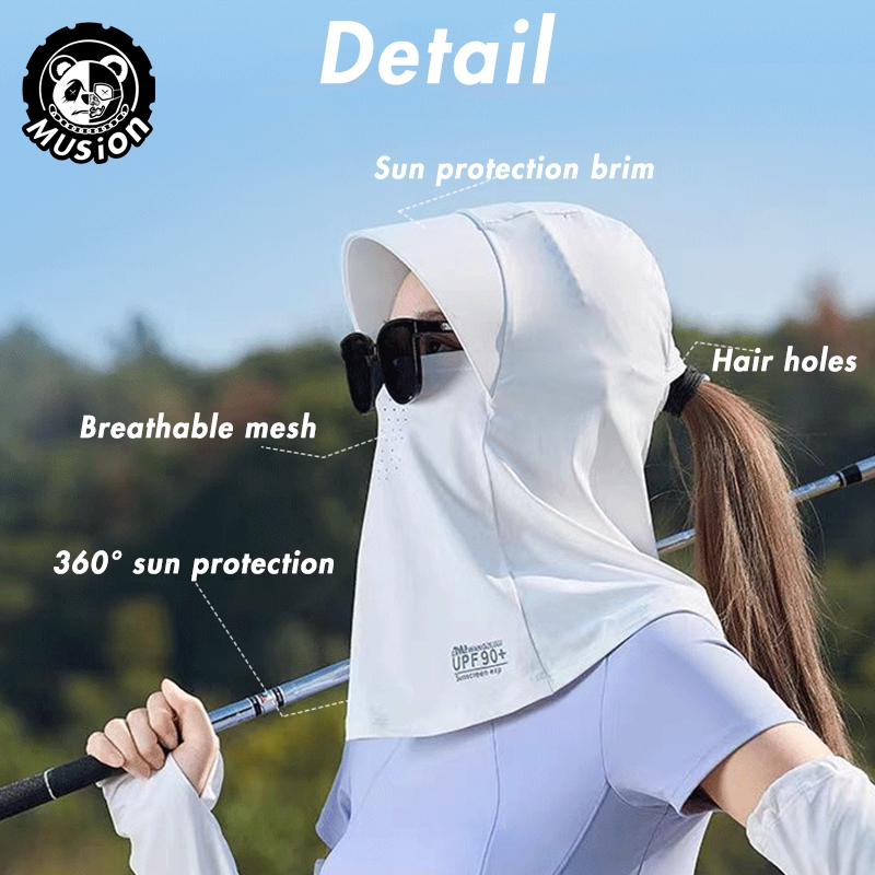 Musion Ice Silk Sunscreen Cap Uv Protection Face Mask Design For Full Face Mask Chống nắng Mặt nạ thoáng khí Mặt nạ có thể giặt được Mũ
