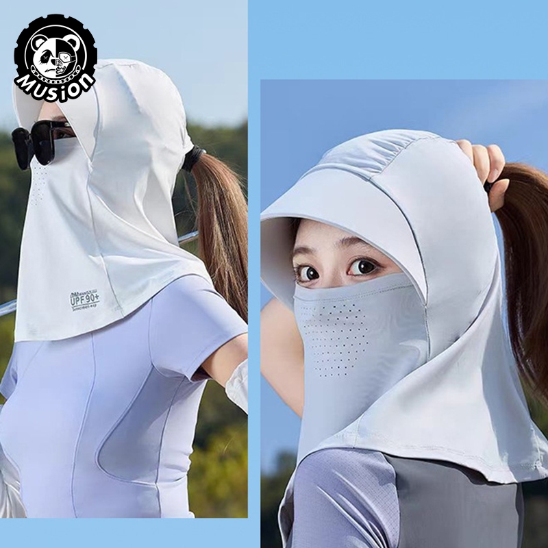 Musion Ice Silk Sunscreen Cap Uv Protection Face Mask Design For Full Face Mask Chống nắng Mặt nạ thoáng khí Mặt nạ có thể giặt được Mũ