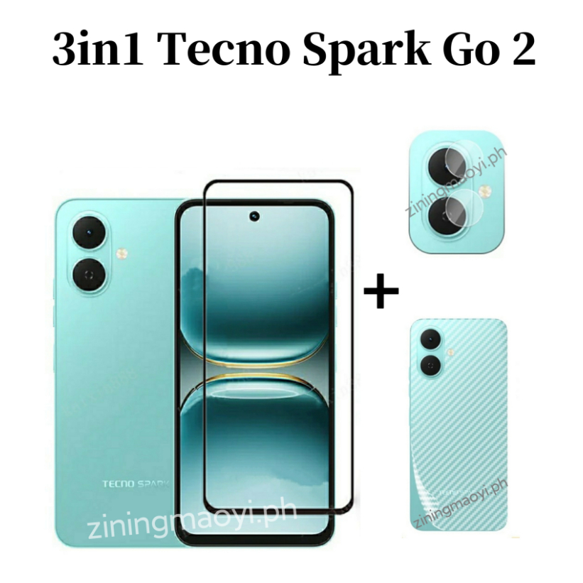 3in1 Tecno Spark GO 2 Kính Cường Lực Cho Tecno Spark Go1 GO 1S Kính Cường Lực Bảo Vệ Màn Hình Kính Và Ống Kính Máy Ảnh Phim Và Phim Mặt Sau