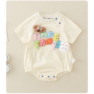 Mùa hè Sơ Sinh Bé Trai Bé Gái Cotton Chữ Dễ Thương Thỏ Rời Phù Hợp Với Áo Liền Quần Mềm Mại Và Thoải Mái (0-24 tháng)