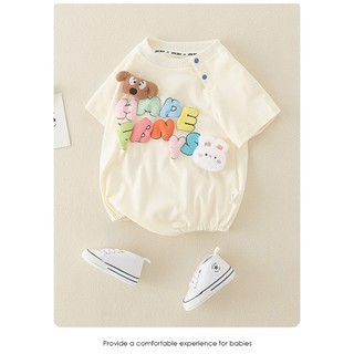 Mùa hè Sơ Sinh Bé Trai Bé Gái Cotton Chữ Dễ Thương Thỏ Rời Phù Hợp Với Áo Liền Quần Mềm Mại Và Thoải Mái (0-24 tháng)