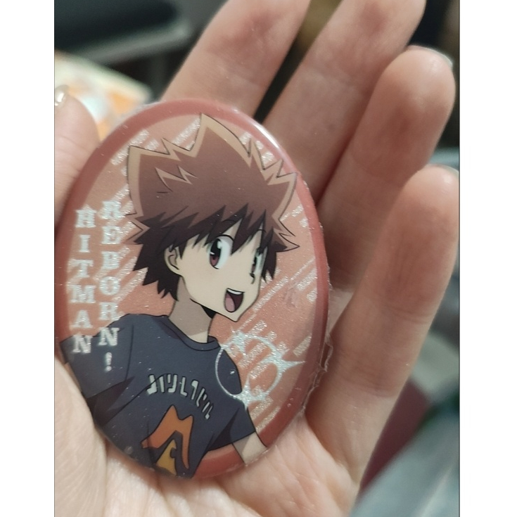 Katekyo Hitman tái sinh! Bộ 6 hộp mù huy hiệu hình bầu dục Tsunayoshi Sawada | Nút ghim Anime + Thẻ PVC Merch