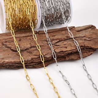 Vòng cổ bán thành phẩm DIY Thép không gỉ hàn phẳng O Cross Chain mạ vàng 18K