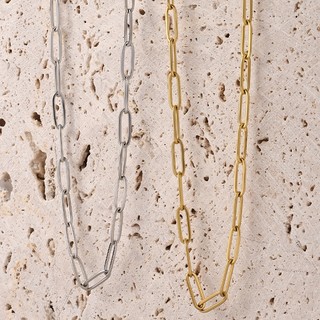 Vòng cổ bán thành phẩm DIY Thép không gỉ hàn phẳng O Cross Chain mạ vàng 18K