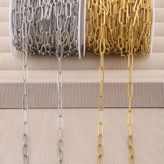 Vòng cổ bán thành phẩm DIY Thép không gỉ hàn phẳng O Cross Chain mạ vàng 18K