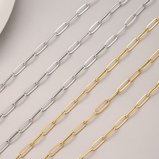 Vòng cổ bán thành phẩm DIY Thép không gỉ hàn phẳng O Cross Chain mạ vàng 18K