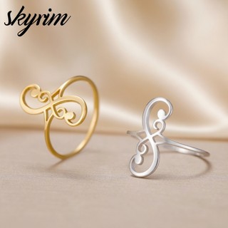 Nhẫn biểu tượng vô hạn bằng thép không gỉ SKYRIM dành cho nam nữ Trang sức thời trang cổ điển Không sơn