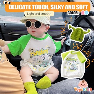 Bộ áo liền quần mùa hè mềm mại và thoải mái cho bé trai bằng vải Cotton hoạt hình dễ thương Monster (0-24 tháng)