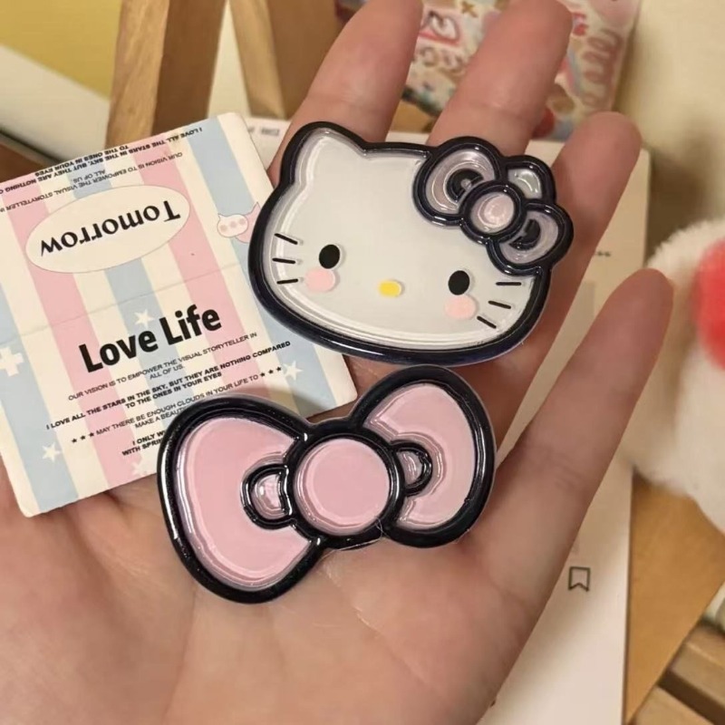 Kẹp tóc hoạt hình dễ thương Kitty nơ đen hồng ngọt ngào