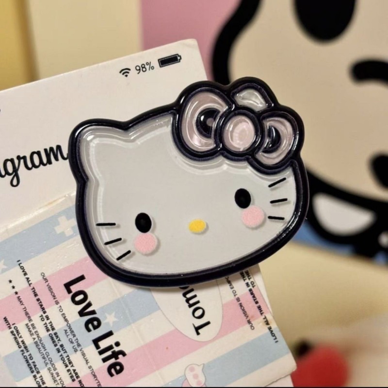 Kẹp tóc hoạt hình dễ thương Kitty nơ đen hồng ngọt ngào