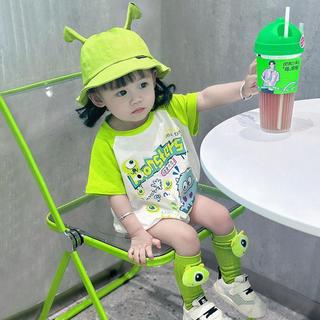 Bộ áo liền quần mùa hè mềm mại và thoải mái cho bé trai bằng vải Cotton hoạt hình dễ thương Monster (0-24 tháng)