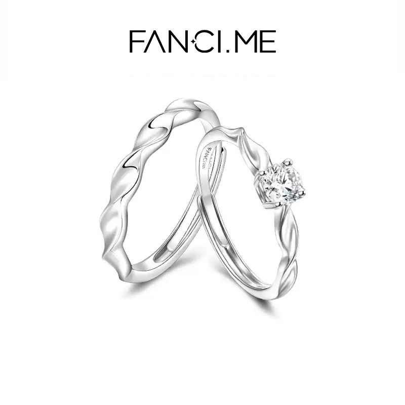 FANCIME Shining Galaxy Cặp Đôi Nhẫn Möbius Mở Nhẫn Có Thể Điều Chỉnh _ Nhẫn Cưới Cao Cấp Sinh Nhật Lễ Tình Nhân Quà Tặng Năm Mới
