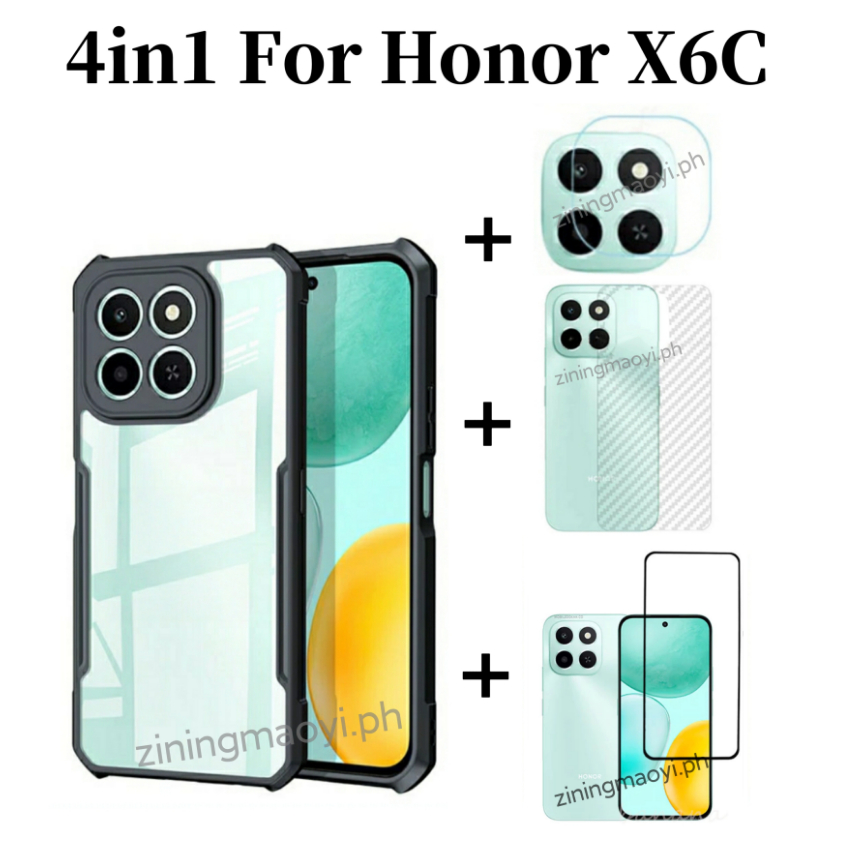 [Hàng có sẵn] Ốp điện thoại di động chống rơi 4in1 Honor X6C cho Honor X7C X8C X6B X7B X8B Kính cường lực phim và phim ống kính máy ảnh và phim mặt sau