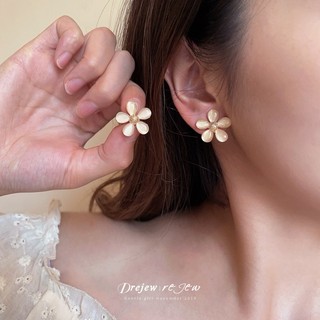 DREJEW Bông tai đá mắt mèo kim bạc hoa tình yêu bông tai cao cấp