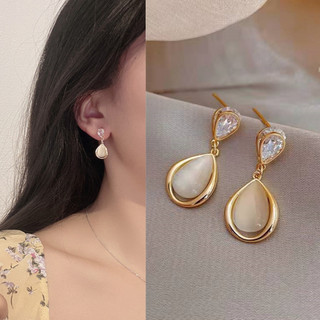 DREJEW Bông tai đá mắt mèo kim bạc hoa tình yêu bông tai cao cấp
