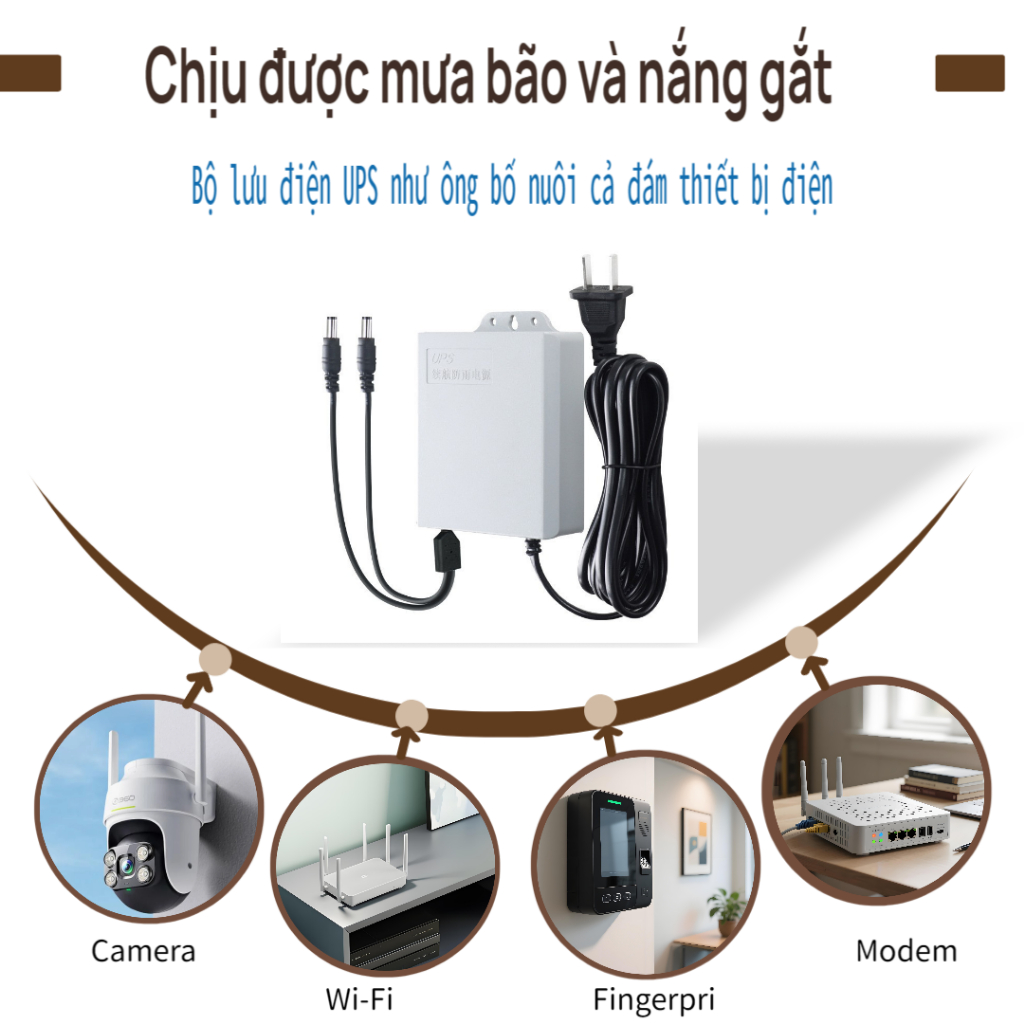 Ngoài Trời Chống Thấm Nước UPS Không Gián Đoạn Nguồn Điện Giám Sát Camera Pin Chuyên Dụng Tuổi Thọ Nguồn Điện 3m Đường Dài Chống Cháy Chống Sét