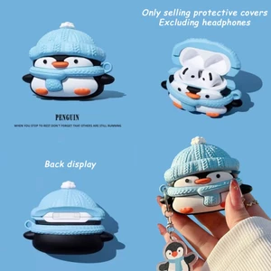 Hộp đựng tai nghe hình chim cánh cụt Khăn quàng cổ cho AirPods4 Vỏ bảo vệ tai nghe mềm Phong cách mới cho AirPodsPro2 Vỏ bảo vệ tai nghe Tương thích với Vỏ AirPodsPro Vỏ AirPods2gen