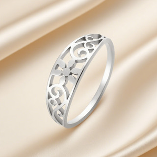 SKYRIM Nhẫn Nữ Charm Hoa Thiết Kế Thép Không Gỉ Titan Có Thể Giặt Được Không Phai Màu Trang Sức Mạ Vàng 18K