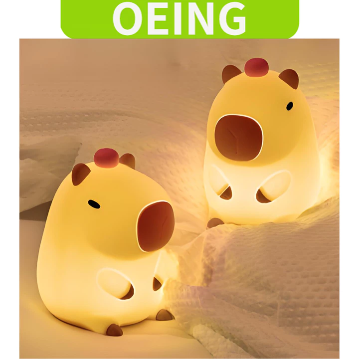 OEING Đèn ngủ Capybara dễ thương, Đèn ngủ silicon trang trí phòng ngủ cảm giác cao cấp, Đèn bàn chống rơi, Đèn ngủ hoạt hình, Đèn ngủ trẻ em