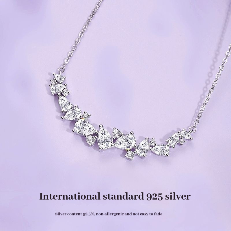 FANCIME Vòng cổ nụ cười Wisteria tím dành cho nữ Mặt dây chuyền thiết kế sang trọng tối giản Quà tặng sinh nhật ngày lễ tình nhân cho cô ấy [Dòng hoa Wisteria]