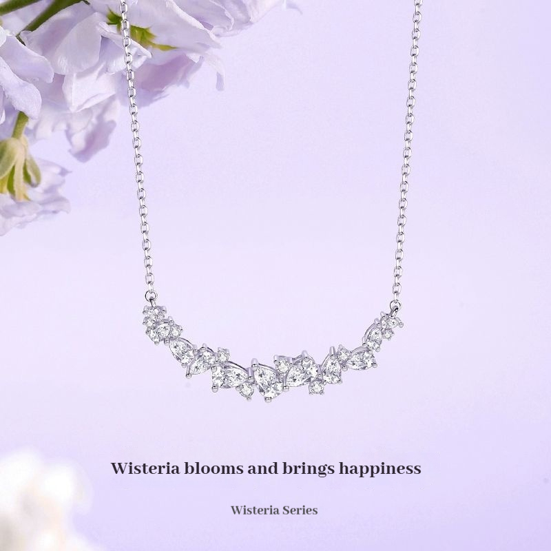 FANCIME Vòng cổ nụ cười Wisteria tím dành cho nữ Mặt dây chuyền thiết kế sang trọng tối giản Quà tặng sinh nhật ngày lễ tình nhân cho cô ấy [Dòng hoa Wisteria]