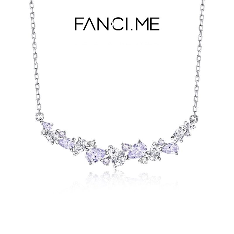 FANCIME Vòng cổ nụ cười Wisteria tím dành cho nữ Mặt dây chuyền thiết kế sang trọng tối giản Quà tặng sinh nhật ngày lễ tình nhân cho cô ấy [Dòng hoa Wisteria]