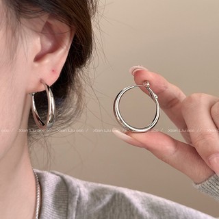 Bông tai tròn kim bạc phong cách châu Âu và Mỹ dành cho nữ phụ kiện phóng đại thời trang