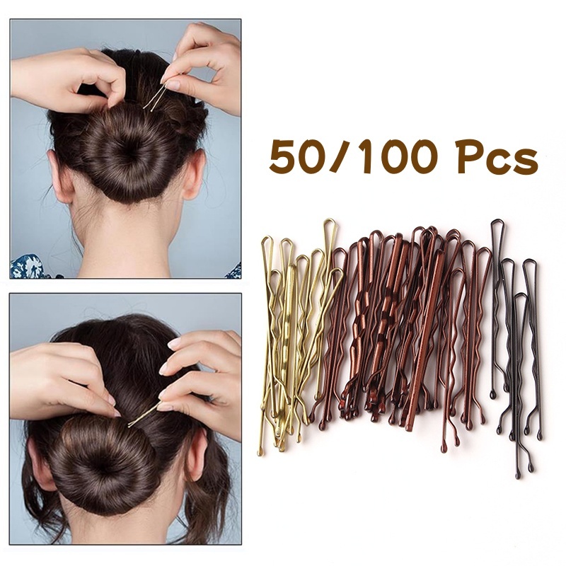 Kuzhen 100 Kẹp Tăm Dây Màu Đen Làm Phụ Kiện Tóc Cho Đám Cưới
