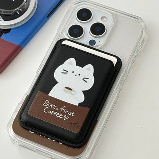 Ốp bảo vệ ví họa tiết mèo cà phê Hàn Quốc cho iPhone 11 11 pro max 12 13 pro 15promax 14promax 16 pro max 16 plus 17 17 pro 17 pro max Ốp điện thoại ví