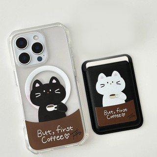 Ốp bảo vệ ví họa tiết mèo cà phê Hàn Quốc cho iPhone 11 11 pro max 12 13 pro 15promax 14promax 16 pro max 16 plus 17 17 pro 17 pro max Ốp điện thoại ví