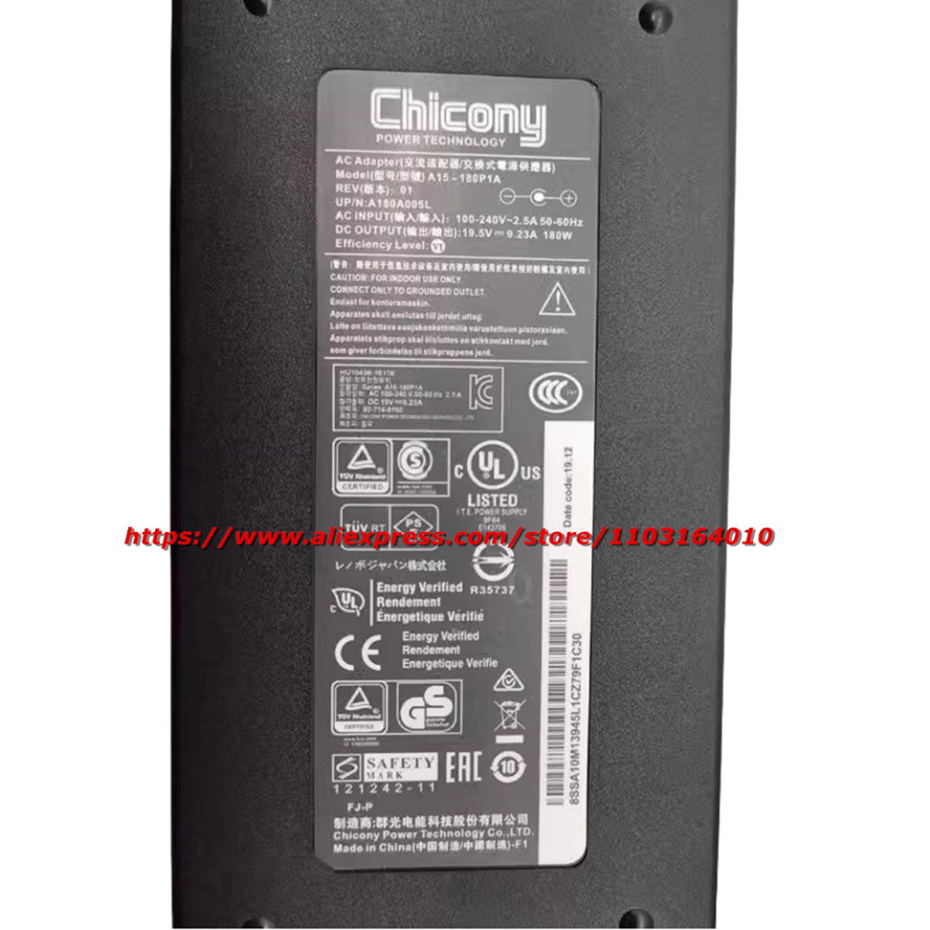 Bộ chuyển đổi AC Chicony A15-180P1A A17-180P4A 19.5V 9.23A 180W A180A025P cho MSI GS63VR GP62MVR GS65 STEALTHTH Bộ sạc nguồn máy tính xách tay