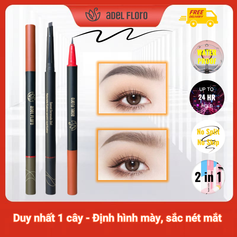 [TẶNG KÈM GIỚI HẠN] Bút Mày & Mắt 2 Đầu Adel 🌟 - Phong Cách Hàn, Nét Siêu Mảnh, Chống Nước/Trôi 24H