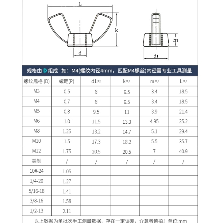Đai ốc cánh bằng thép không gỉ 304 Thắt chặt tay M3 M4 M5 M6 M8 M10 M12 M14 M16 đến M24 Loại bướm / Loại tai lớn / Loại sừng