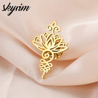 Trâm cài hoa sen vàng bằng thép không gỉ SKYRIM - Ghim hoa thanh lịch không gây dị ứng, Quà tặng trang sức biểu tượng tinh thần & văn hóa dành cho nữ