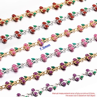 Nhỏ Giọt Nhiều Màu Anh Đào Dây Xích Thép Không Gỉ Chống Thấm Nước DIY Bán Thành Chuỗi 18K Mạ Vàng Đồ Trang Trí Phụ Kiện