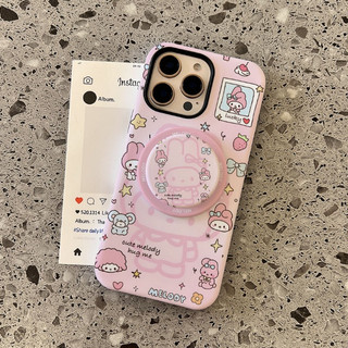Ốp bảo vệ chân đế 2 trong 1 họa tiết Pink Melody cho iPhone 11 12pro 13promax 17pro 15promax 14 14promax 14pro 16 pro max 16 plus 2 trong 1 vỏ bảo vệ