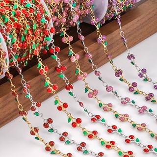 Nhỏ Giọt Nhiều Màu Anh Đào Dây Xích Thép Không Gỉ Chống Thấm Nước DIY Bán Thành Chuỗi 18K Mạ Vàng Đồ Trang Trí Phụ Kiện