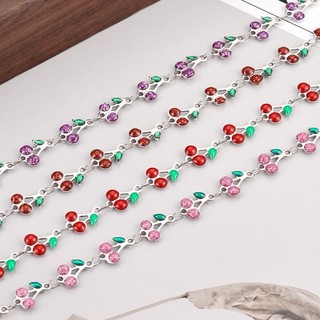 Nhỏ Giọt Nhiều Màu Anh Đào Dây Xích Thép Không Gỉ Chống Thấm Nước DIY Bán Thành Chuỗi 18K Mạ Vàng Đồ Trang Trí Phụ Kiện