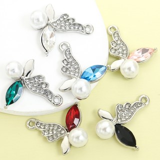 10 Chiếc Quyến Rũ Bướm Thanh Lịch Với Đá Pha Lê & Ngọc Trai, Bông Tai Vòng Cổ Sáng Bóng Độc Đá Móc Khóa DIY Mặt Dây Bướm Bất Đối Xứng Tinh Tế - Lý Tưởng Cho Tiệc & Tiệc