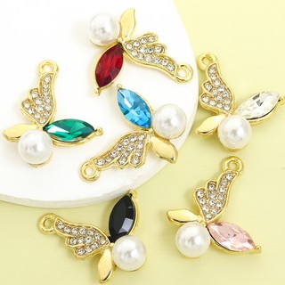 10 Chiếc Quyến Rũ Bướm Thanh Lịch Với Đá Pha Lê & Ngọc Trai, Bông Tai Vòng Cổ Sáng Bóng Độc Đá Móc Khóa DIY Mặt Dây Bướm Bất Đối Xứng Tinh Tế - Lý Tưởng Cho Tiệc & Tiệc