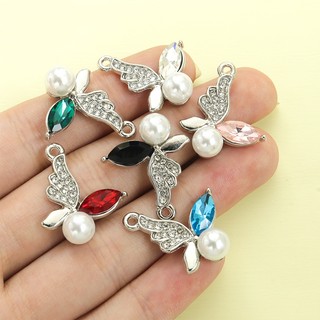 10 Chiếc Quyến Rũ Bướm Thanh Lịch Với Đá Pha Lê & Ngọc Trai, Bông Tai Vòng Cổ Sáng Bóng Độc Đá Móc Khóa DIY Mặt Dây Bướm Bất Đối Xứng Tinh Tế - Lý Tưởng Cho Tiệc & Tiệc