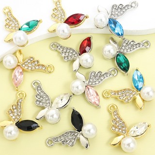 10 Chiếc Quyến Rũ Bướm Thanh Lịch Với Đá Pha Lê & Ngọc Trai, Bông Tai Vòng Cổ Sáng Bóng Độc Đá Móc Khóa DIY Mặt Dây Bướm Bất Đối Xứng Tinh Tế - Lý Tưởng Cho Tiệc & Tiệc
