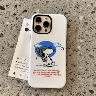Ốp bảo vệ chân đế hình chó Snoopy bóng chày 2 trong 1 cho iPhone 11 12pro 13promax 17pro 15promax 14 14promax 14pro 16 pro max 16 plus 2 trong 1 Vỏ bảo vệ