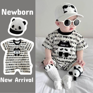 Bộ áo liền quần mùa hè mềm mại và thoải mái cho bé trai bé gái Cotton hoạt hình dễ thương gấu trúc (0-24 tháng)