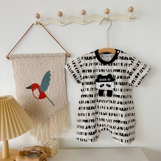 Bộ áo liền quần mùa hè mềm mại và thoải mái cho bé trai bé gái Cotton hoạt hình dễ thương gấu trúc (0-24 tháng)