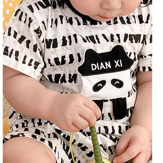 Bộ áo liền quần mùa hè mềm mại và thoải mái cho bé trai bé gái Cotton hoạt hình dễ thương gấu trúc (0-24 tháng)