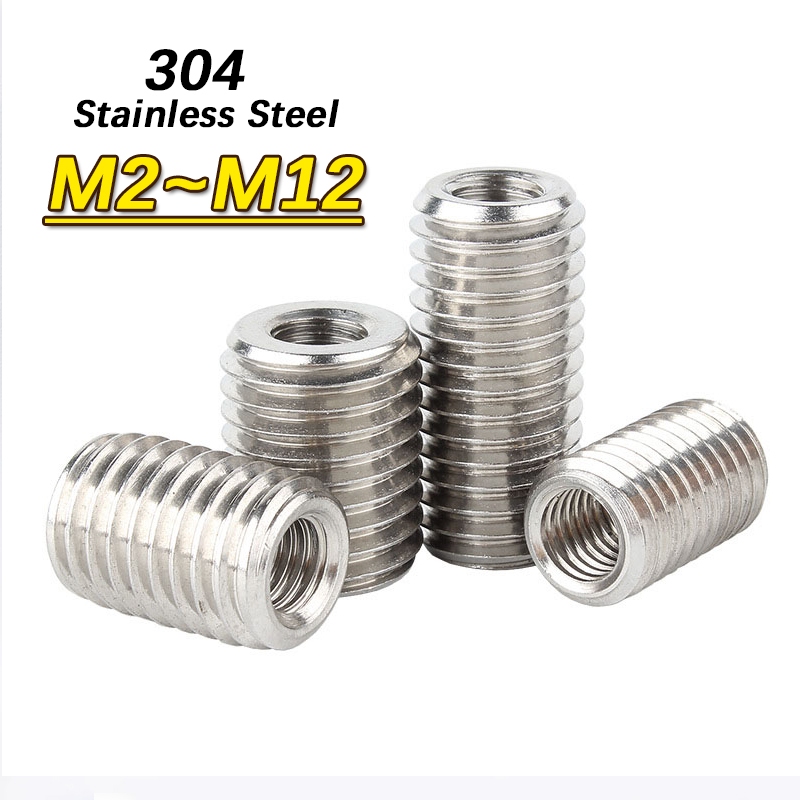 M2 M2.5 M3 M4 M5 M6 M8 M10 M12 304 Thép không gỉ Bên Trong Bên Ngoài Sợi Adapter Vít Vỏ Sợi Chèn Tay Chuyển Đổi Hạt